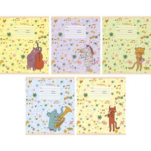 Тетрадь 'Звери-музыканты', А5, 12 листов, клетка