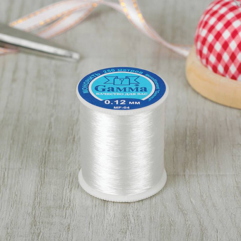 Мононить, 0,12 мм, 250 м, цвет белый, MF-04