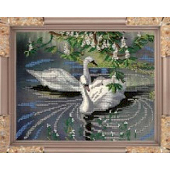 Набор для вышивания бисером К-149 'Лебеди' бисер Чехия 24х19