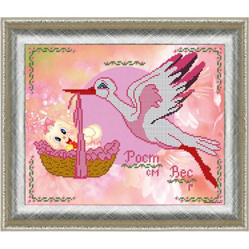 Набор для вышивания бисером 'Метрика для девочки  ' 24х30см №387
