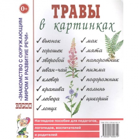 Учебно-воспитательная работа в школе, книга Травы в картинках. Наглядное пособие для логопедов, педагогов, воспитателей и родителей купить по скидке