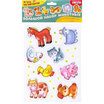 Игры на магнитах. Большой набор животных