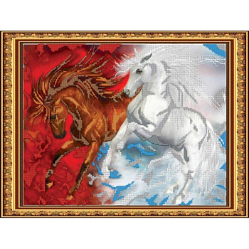 Набор для вышивания бисером №118 «Она и он» бисер Чехия 39,9x30,1 см